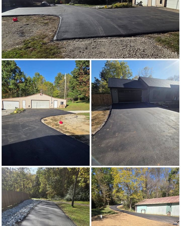 Collage of a finished residential driveway from several angles